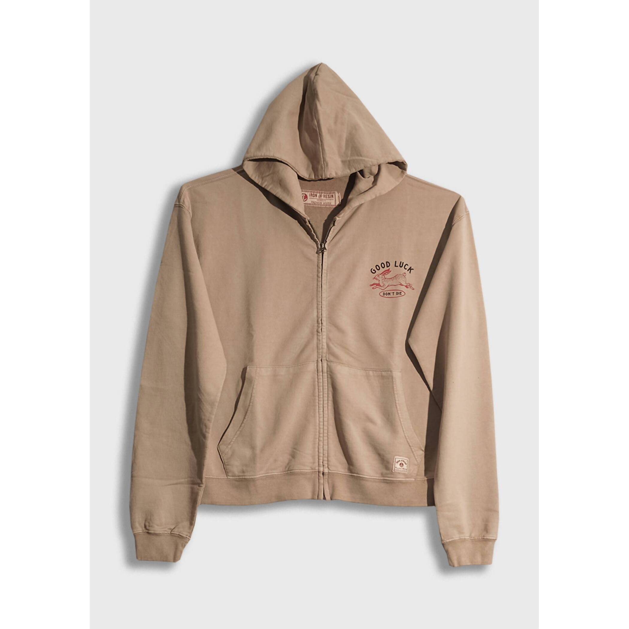 New Iron & Resin Men's Good Luck Zip Hoodie In Tan